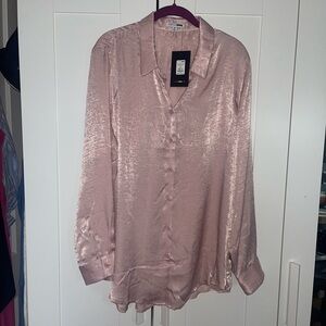 Fashion Nova Pink Long Sleeve Button Down Shirt